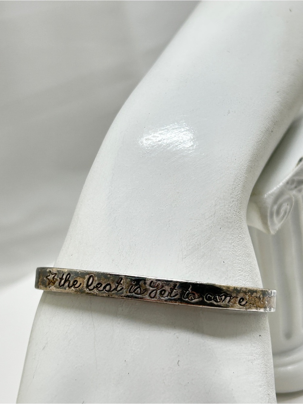 Alisa Michelle, Silver Inspirational Cuff Bracelet, “The Best IsYet To Come”
